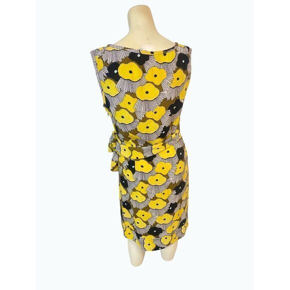 Diane Von Furstenberg DVF Yellow & Multicolor Printed Silk Sheath Dress 2 - Picture 5 of 7